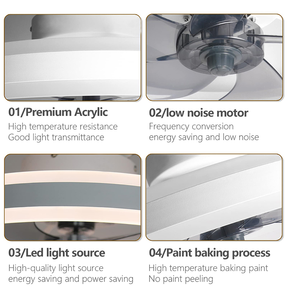 Smart LED Quiet Ceiling Fan Light 6-Speed