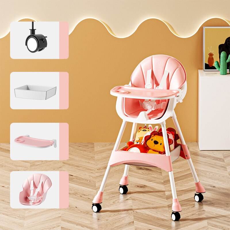 2-in-1 Baby High Chair 6 Months - Detachable Footrest  Double Tray