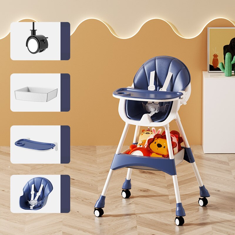 2-in-1 Baby High Chair 6 Months - Detachable Footrest  Double Tray