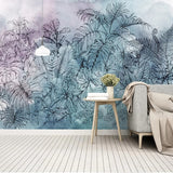 3D Tropical Watercolor Leaf Wallpaper Mural