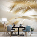 Papier peint 3D Golden Feather pour la décoration murale à la maison
