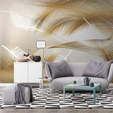 3D Golden Feather Wallpaper for Home Wall Decor