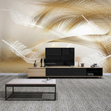 3D Golden Feather Wallpaper for Home Wall Decor