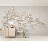 Papier peint mural 3D avec branches courbées d'arbres