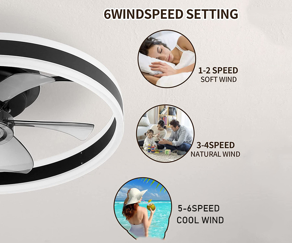 Smart LED Quiet Ceiling Fan Light 6-Speed