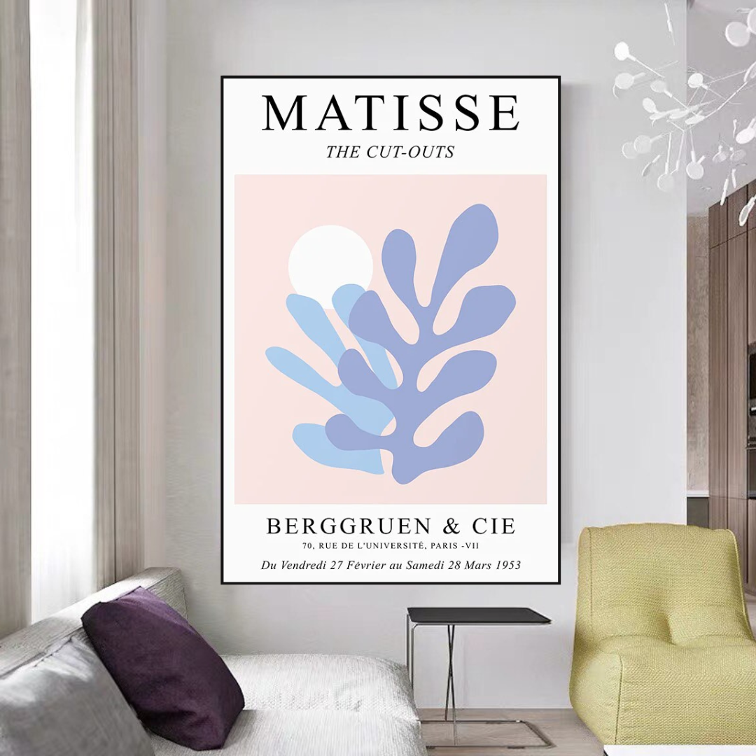 Abstract Matisse Girl Body Coral Geometry Nordic Canvas Wall Art