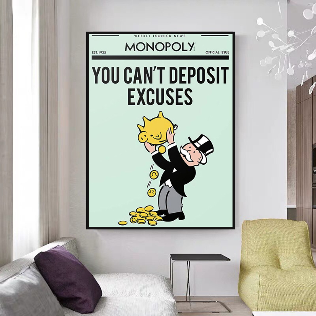 Alec Monopoly If You Can’t Deposit Excuses Play Card Canvas Wall Art