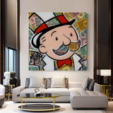 Alec Monopoly Man Premium Money Canvas Wall Art