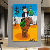 Alec Monopoly Man on Camel: Unique Artwork for Sale
