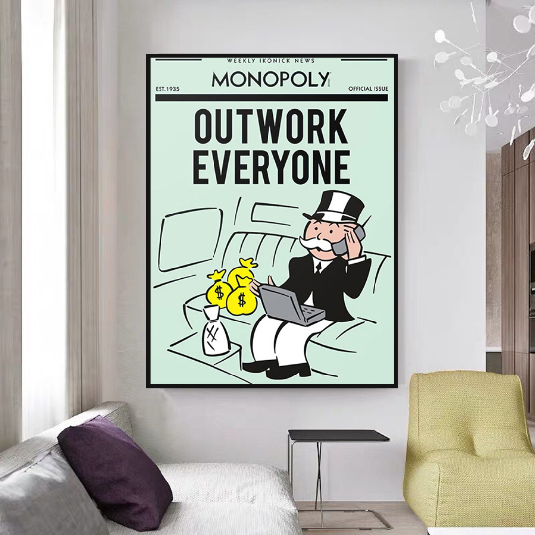 Alec Monopoly Outwork Everyone Play Card Canvas Wall Art