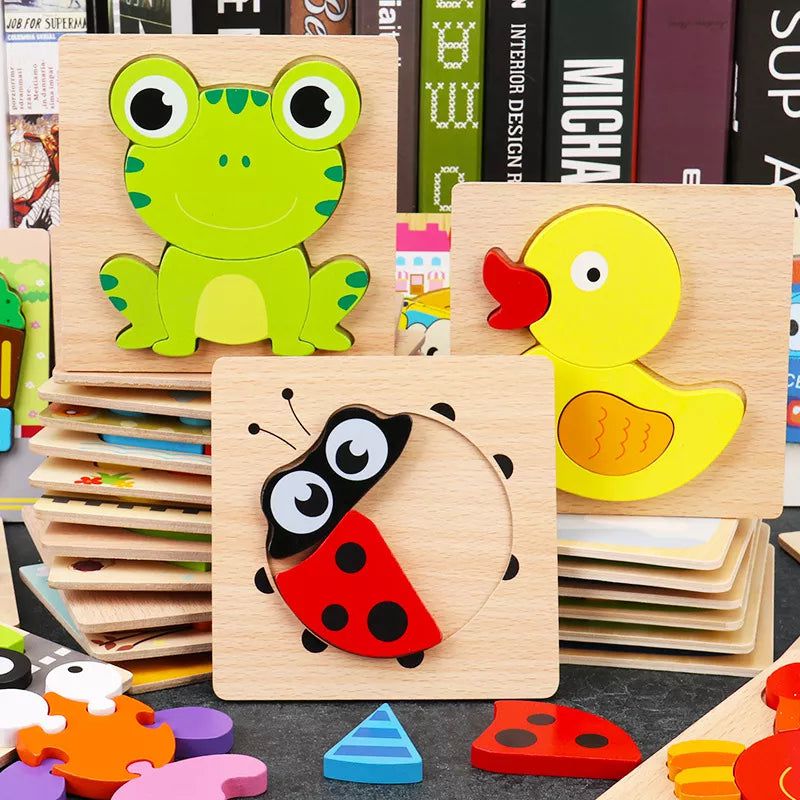 3D-Holzpuzzles für Babys zum Lernen von Tieren 