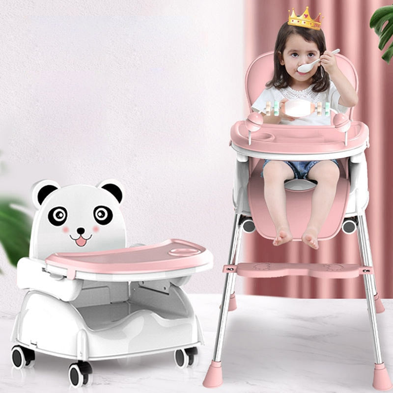 Multifunctional Baby High Chair with Tray and Cushion Adjustable