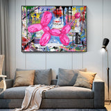 Balloon Dog Graffiti Wall Art Vibrant and Unique Home Decor