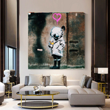 Banksy Space Girl and Bird Wall Art - Captivating Design