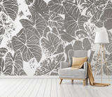 Brown Leaf Sketch Monstera Wallpaper Mural