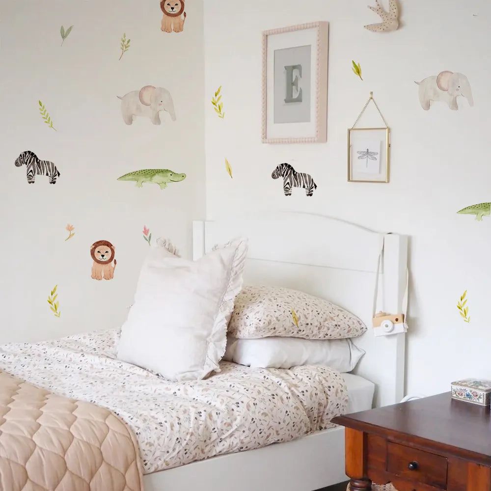 Cartoon Animal Wall Stickers for Kids - Peel and Stick Removable Decals