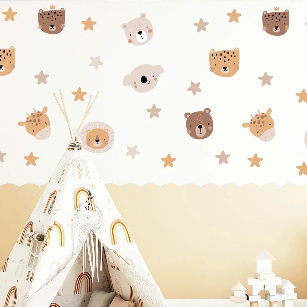 Cartoon Animals Wall Decal for Baby Nursery or Childrens Room