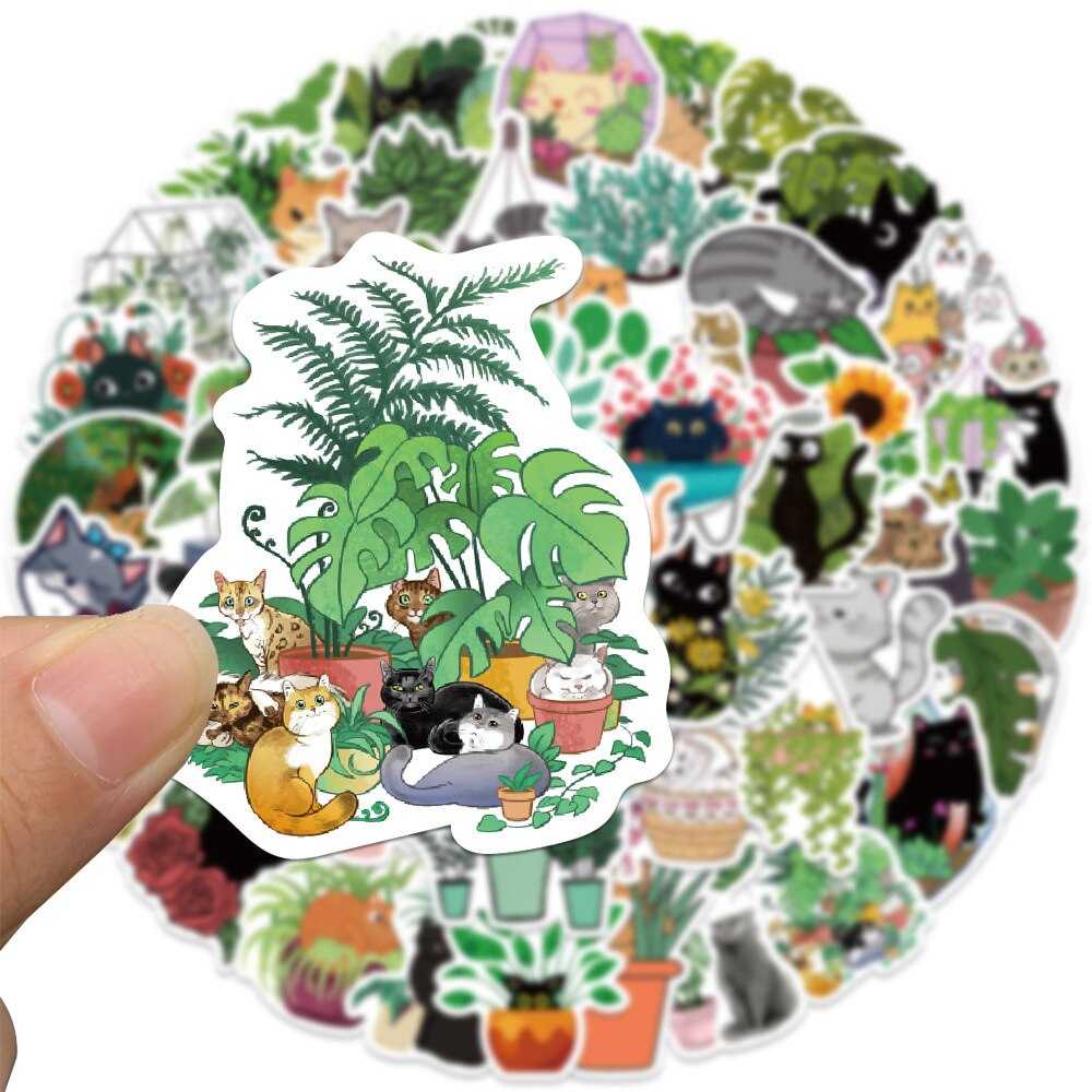 Cat Plant Stickers for Girls DIY Laptop Scrapbook Stickers