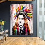 Charlie Chaplin Red Indian Canvas Wall Art