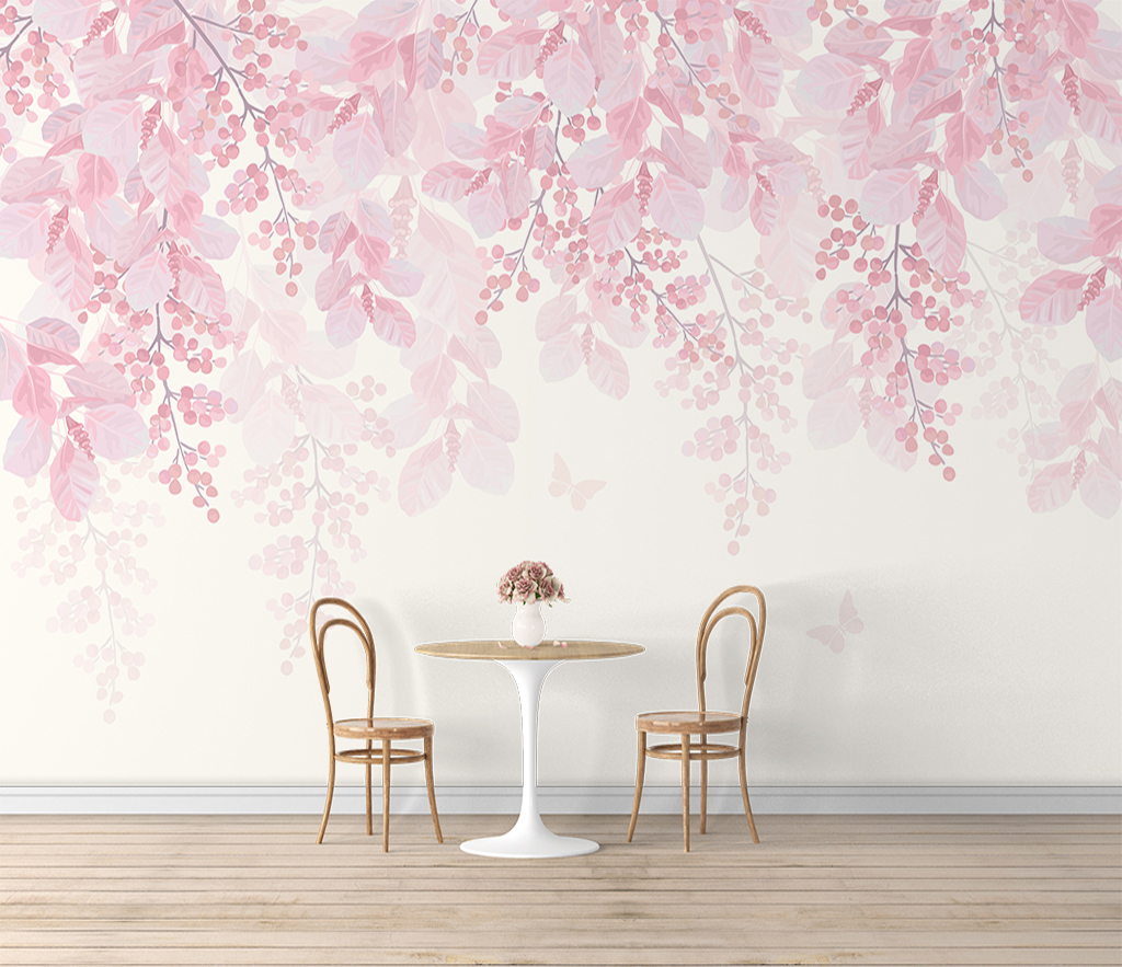 Cherry Tree Pink Flowers Mural Wallpaper