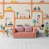 City Roads Car Tracks Nursery Wallpaper