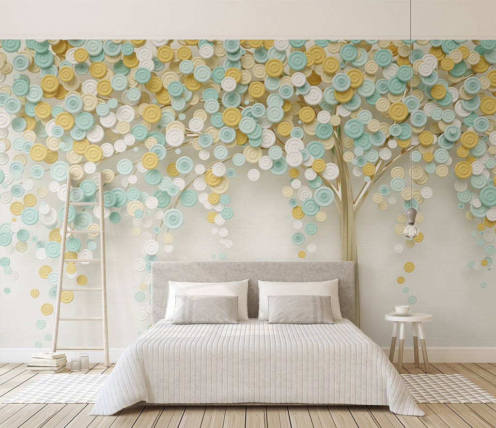 Colourful 3D Tree Wallpaper Murals - Transform Your Space
