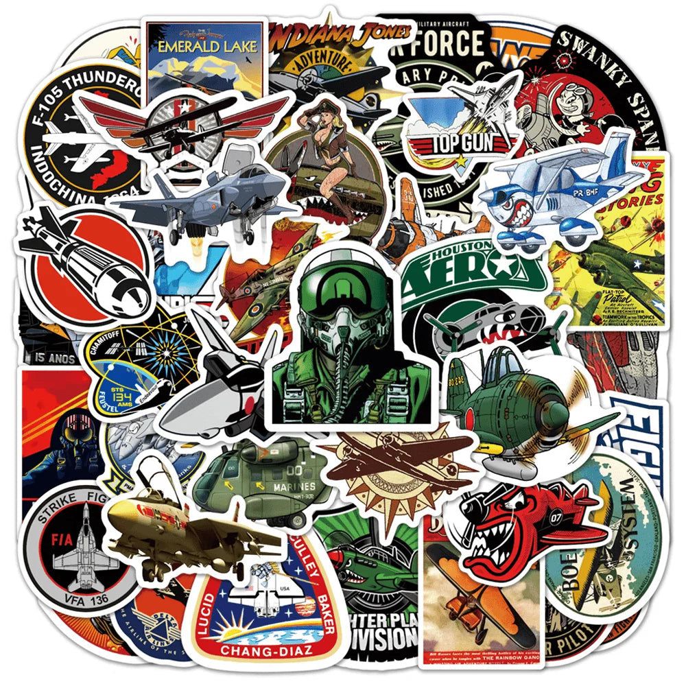 Combat Aircraft Pilot Stickers - Military and Aviation Enthusiast Pack