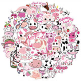 Cut Pink Cow Graffiti Waterproof Sticker