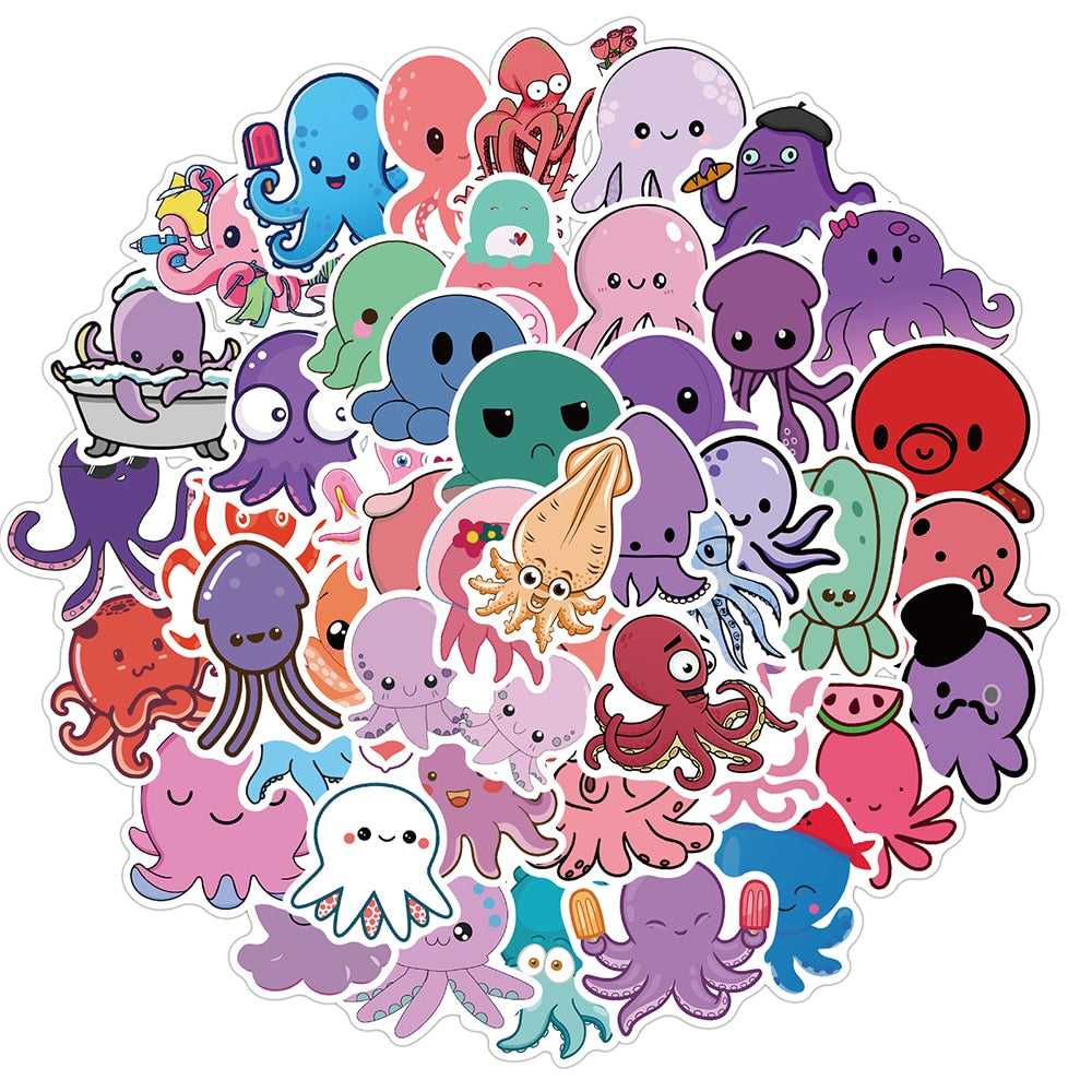 Cute Octopus Stickers Pack | Famous Bundle Stickers | Waterproof Bundle Stickers