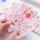 Stickers 4 Sheets/Set Cute Diary DIY Planner Kawaii Cute rabbit Sticky Scrapbooking for Girls Decorative stickers for kids