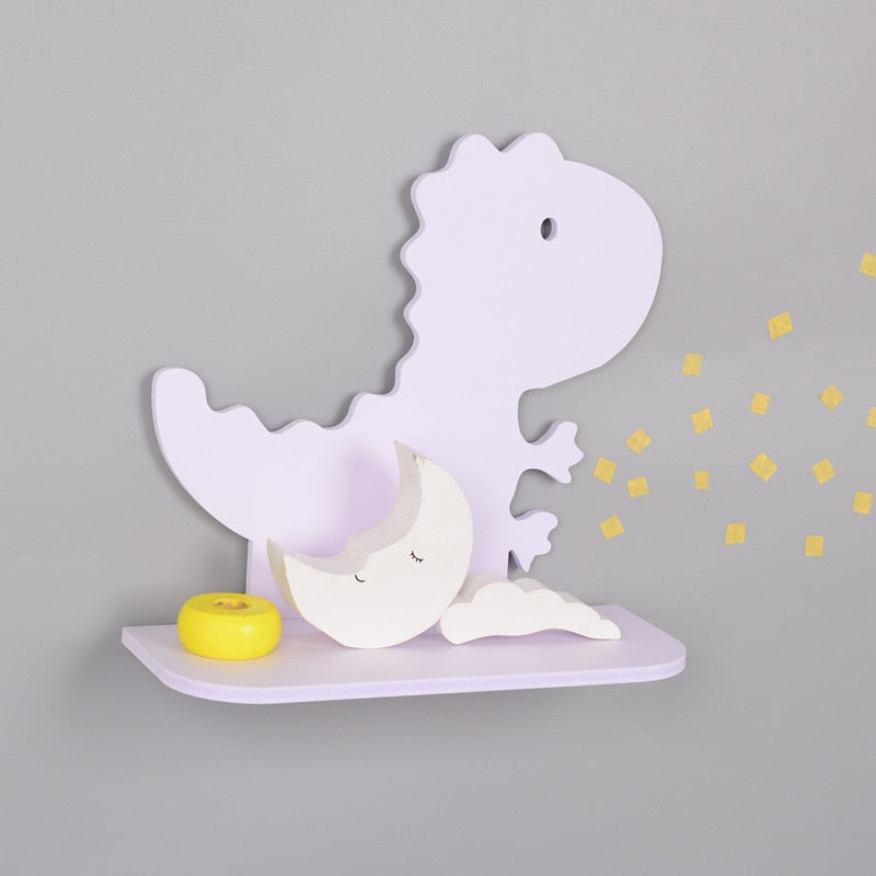 Dinosaur Wall Shelf for Kids Room - Wooden Design