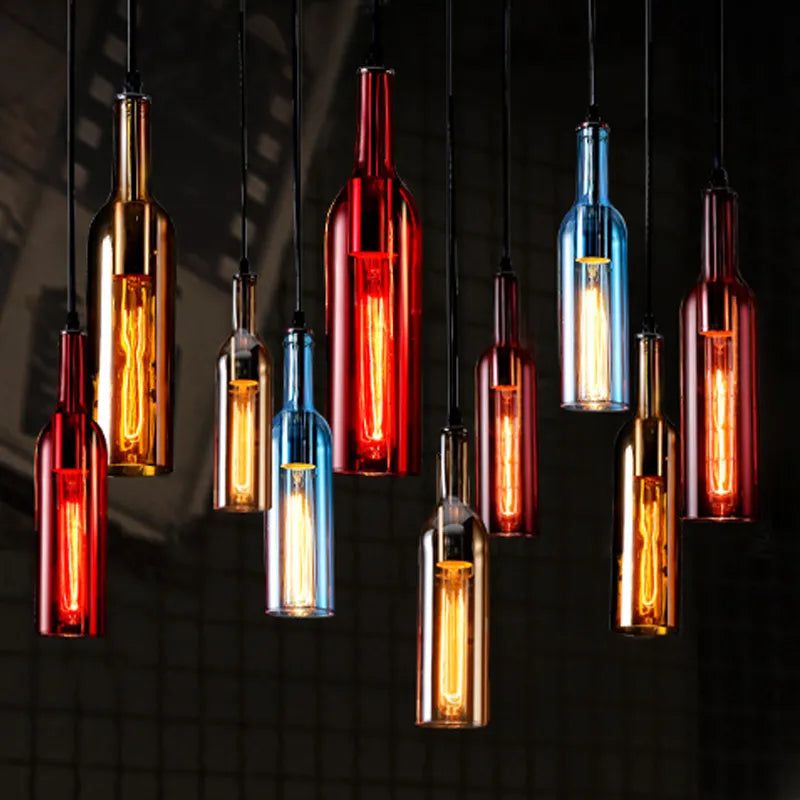 Élevez votre décor avec la suspension LED créative en forme de bouteille de vin