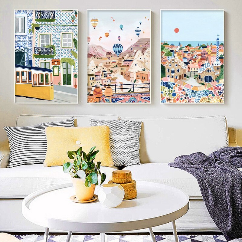 Famous City Tourism Canvas Wall Art