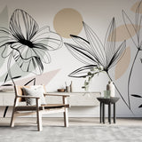 Floral Lines Wallpaper Mural - Enhance your Space