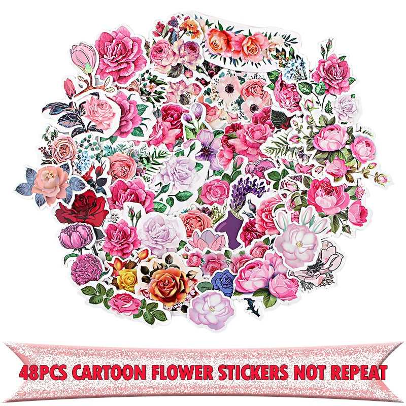 Flower Plants 48 Stickers Pack | Famous Bundle Stickers | Waterproof Bundle Stickers