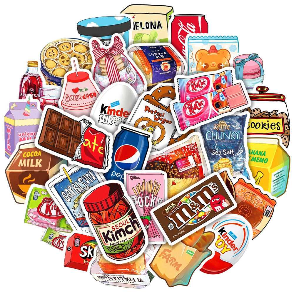 Food Drink Milk Packaging Stickers Pack | Famous Bundle Stickers | Waterproof Bundle Stickers