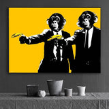 Funny Art Monkey Holding Banana Canvas Wall Art