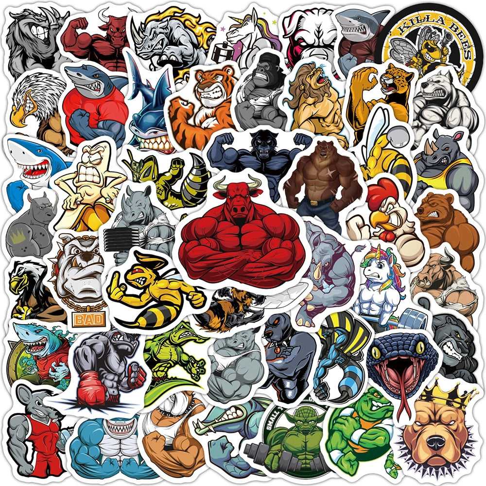 Funny Meme Muscle Animal Cartoon Stickers