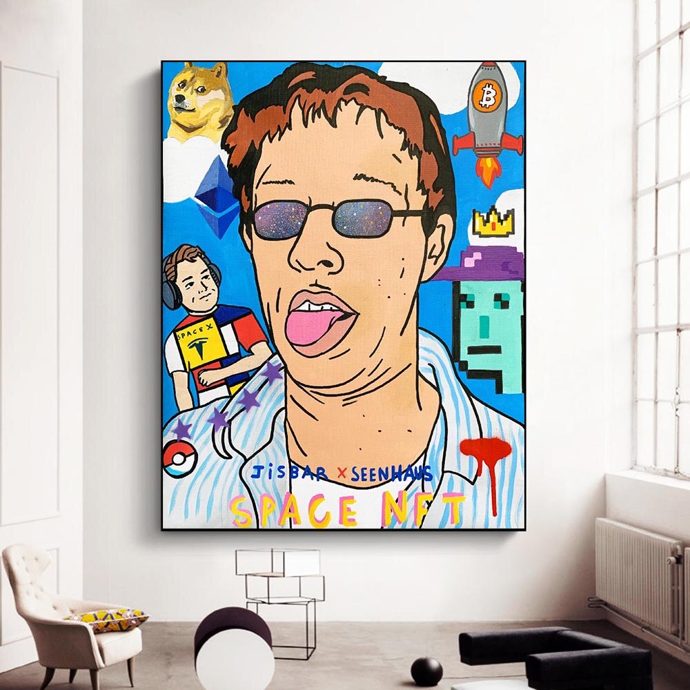 Funny Street Graffiti Art Glasses Man Canvas Wall Art