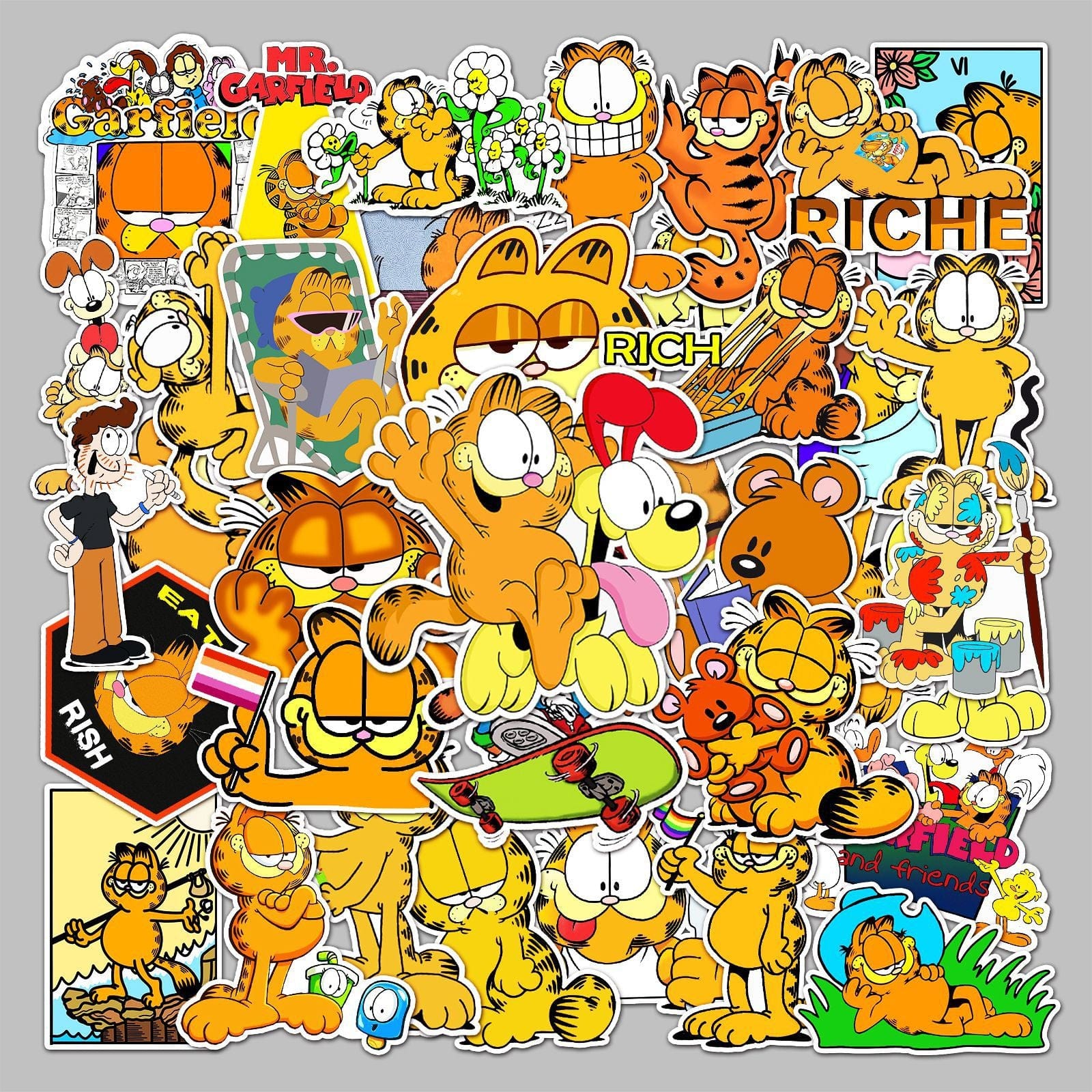 Garfield Stickers Pack | Famous Bundle Stickers | Waterproof Bundle Stickers