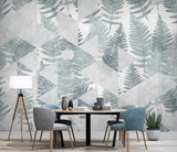 Geometric Green Leaf Pattern Wallpaper Murals