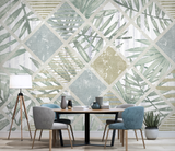 Geometric Leafs Textured Wallpaper Murals