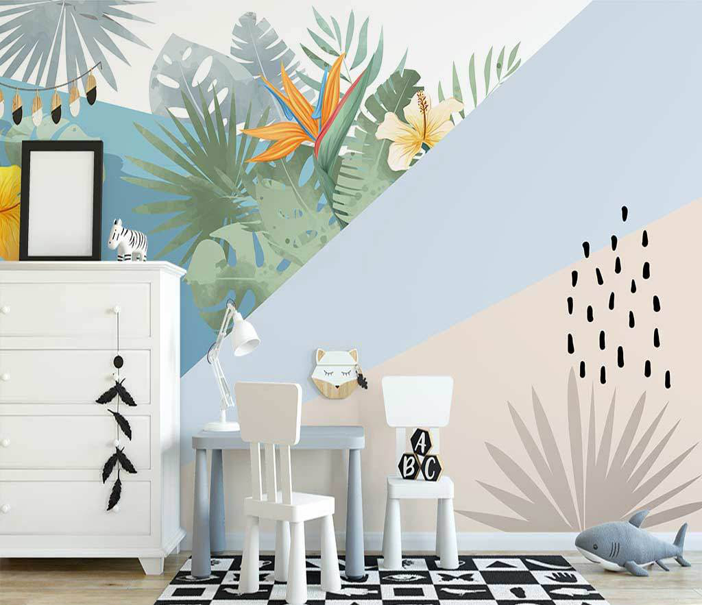 Geometric Line Leafs Wallpaper Murals