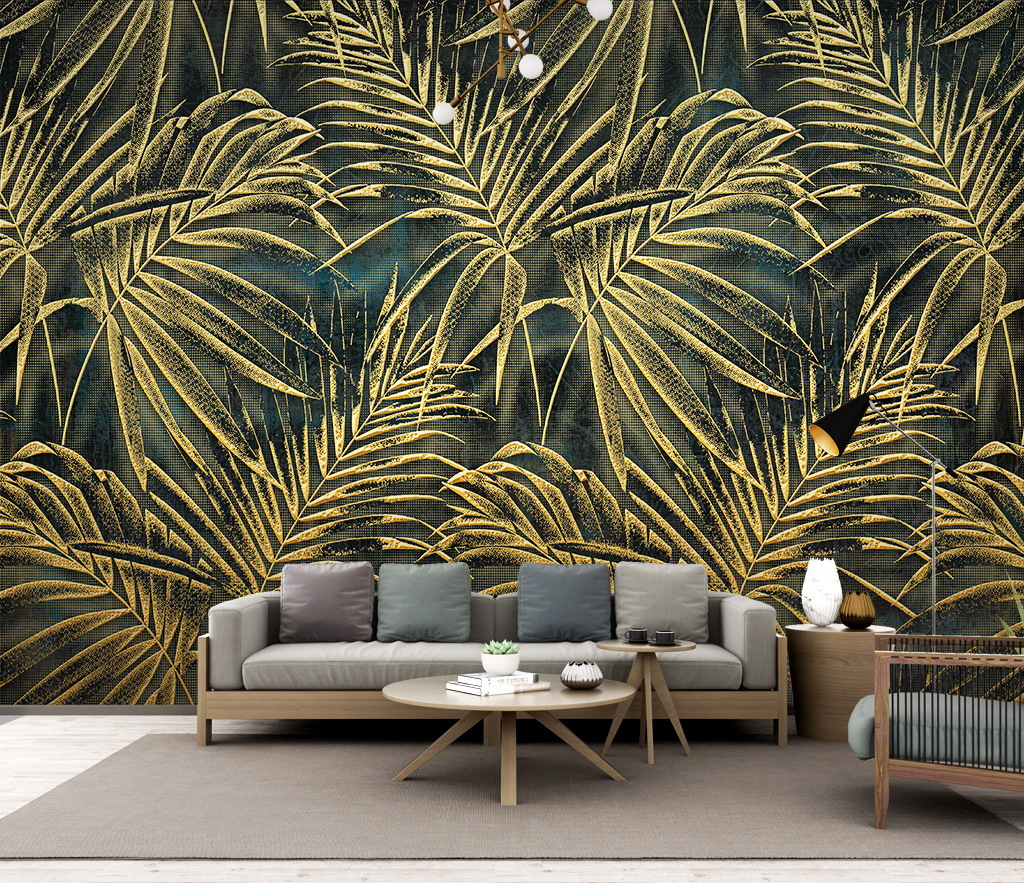 Gold Leafs Pattern Wallpaper Murals