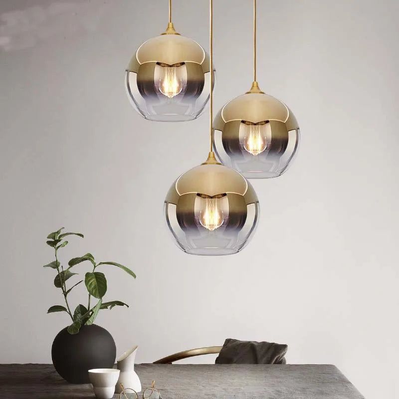 Gold Silver Glass Ball Pendant Light - Elegant Illumination for Your Space