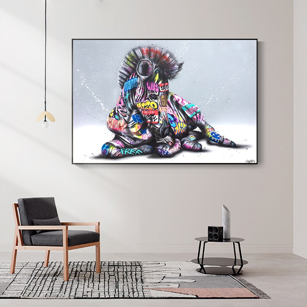 Graffiti Art Colourful Horses Canvas Wall Art