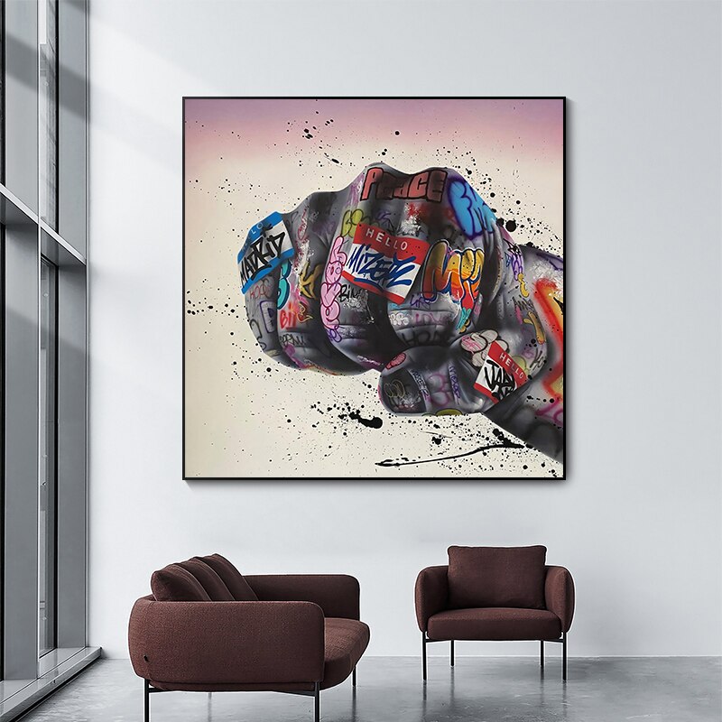 Graffiti Art Modern Fist Inspirational Canvas Wall Art