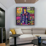 Graffiti Wall Art Lovers Kiss Canvas Wall Art