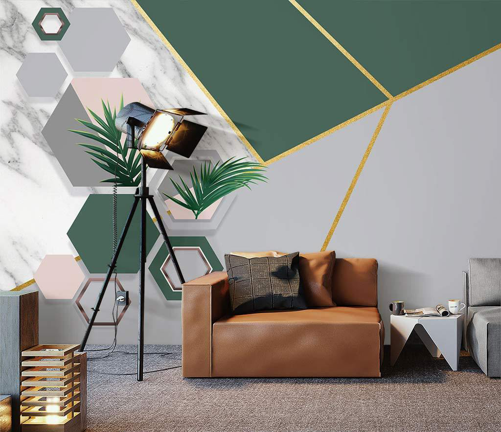 Green Geometric Shapes Wallpaper Murals