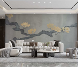 Grey Gold Tree Trunk Wallpaper Murals - Stunning Design